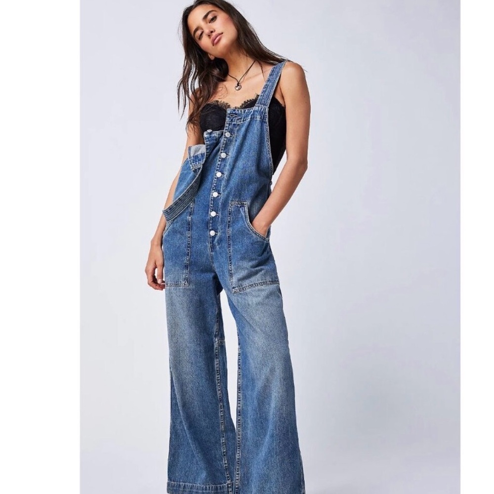 We The Free Fields of Flowers Wide-Leg Overalls